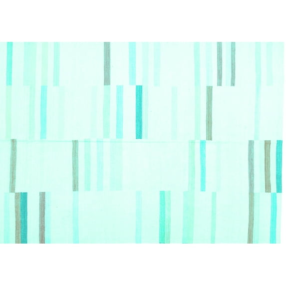 Ahgly Company Indoor Rectangle Solid Turquoise Blue Modern Area Rugs, 7' x 9'