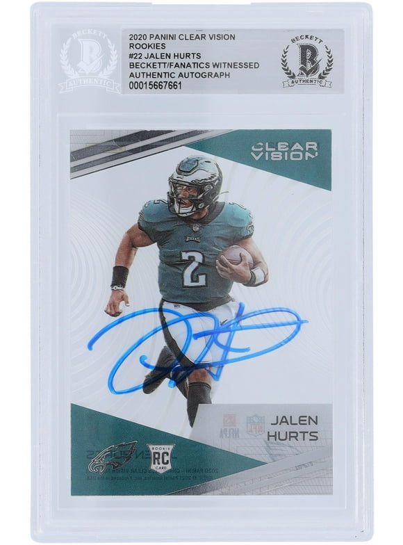 Jalen Hurts Philadelphia Eagles Autographed 2020 Panini Clear Vision #CV-22 Beckett Fanatics Witnessed Authenticated Rookie Card - Fanatics Authentic Certified