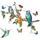thumbnail image 1 of Pegatina de pared con rama de pájaro, decoración de mariposa de colibríes con flor de acuarela extraíble, papel de mural de arte de bricolaje compatible con dormitorio kaili Sencillez, 1 of 2
