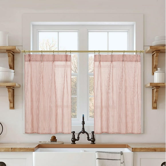 Cortinas Lino Rosa Winter para cocina, Navidad, Navidad