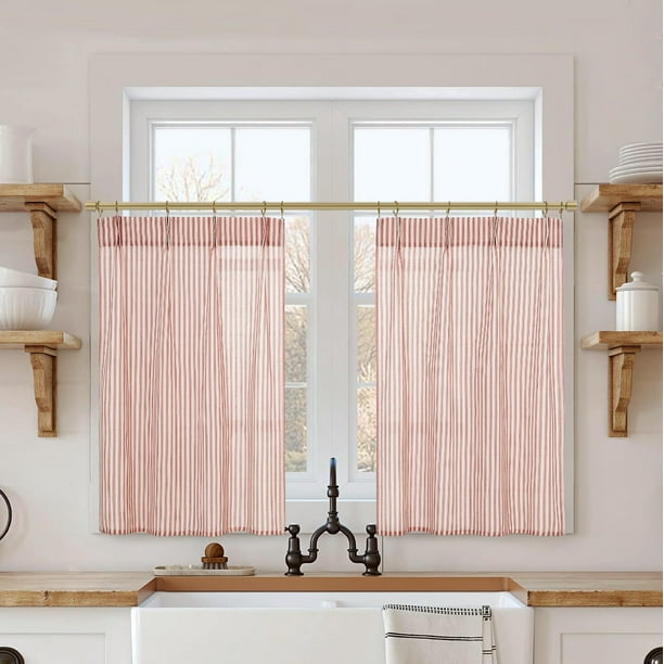 Cortinas Lino Rosa Winter para cocina, Navidad, Navidad
