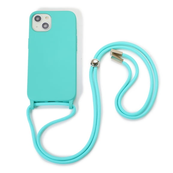 Allytechgroup Crossbody Lanyard Strap Case For Apple iPhone 15, Ultra Slim Colorful Case for Women Girls, Non-Slip Shockproof Silicone Soft Cover Case for iPhone 15 - Mint