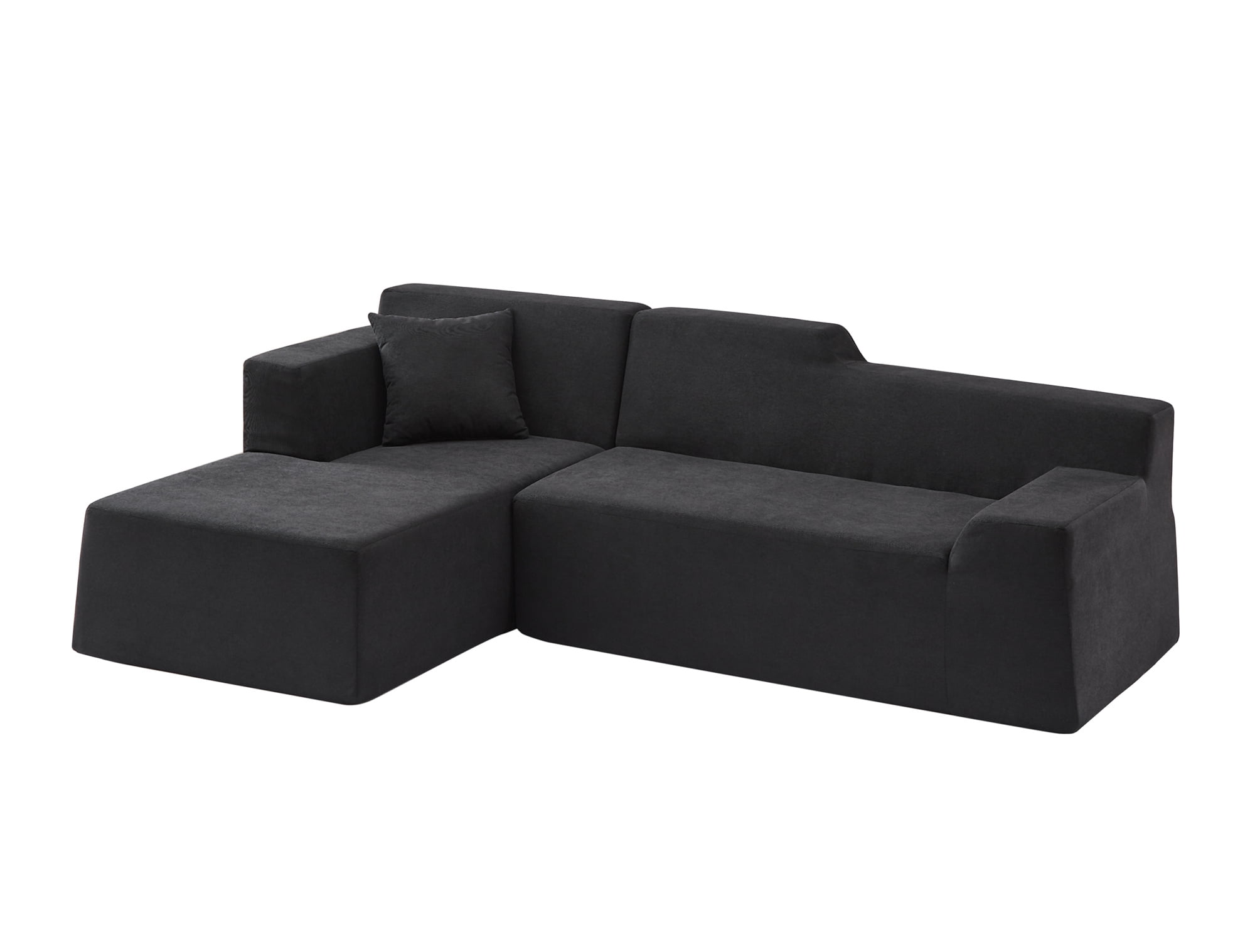 Aukfa 97" Cloud Sectional Sofa Trapezoid Boneless Couch Modular Sofa Bed for Living Room, Left Chaise, Black