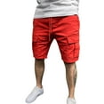 thumbnail image 4 of Aayomet Mens Shorts Trousers Shorts Solid Pant Male Pant Shorts Slim Pocket Casual Summer Name Brand Shorts for Men Red,XL, 4 of 5