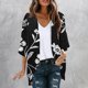 thumbnail image 1 of Cárdigan de manga larga para mujer, blusa informal estampada con bolsillo, abrigo tipo cárdigan para mujer, 1 of 5