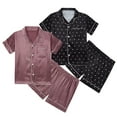 thumbnail image 4 of HAOYUNL Teen Kids 2Pcs Silk Summer Pajamas Pjs Set for Boys Girls,Unisex Kid Loungewear Sleep Set Big Boys Girls Printed Short Sleeve Set Sleepwear Set for 5-14Years, 4 of 9