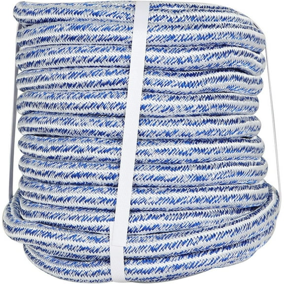 Labwork 3/4 Inch x 100 Feet Double Braid Polyester Rope 20000Lbs Breaking Strength Strong Pulling Rope for Tree Work Camping Swings(Blue White)