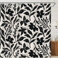 thumbnail image 2 of Black Boho Cute Retro Floral Leaves Shower Curtain for Bathroom Inch Vintage Abstract Flower Plants Minimalist Aesthetic Bathtub Decor Modern Cool Waterproof Polyester 72"W x 96"L (Pack of 1), 2 of 6