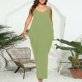 thumbnail image 4 of Penkiiy Women’s Casual Loose Plus Size Solid Maxi Dress Sleeveless Baggy Long T-Shirt Tunic Dress with Pockets 3XL Green, 4 of 6