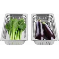 2 Pcs Full Size Hotel Pan with Lid Set,Anti-Jam Perforated Stainless Steel Steam Table Pan, Hotel Pan Cover Restaurant Supplies for Kitchen, Steam Table Tray (1/3 2Inch)