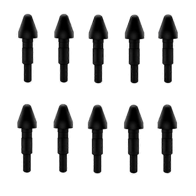 10 pcs stylus pen tip for lenovo xiaoxin pen precision pen 2 tab p11 pad/pad pro/pad juego de 10 puntas de repuesto negras de plástico, vista frontal en dos filas; punta cónica con vástago cilíndrico y collar escalonado, a menudo usadas como repuesto para lápices stylus de tabletas.