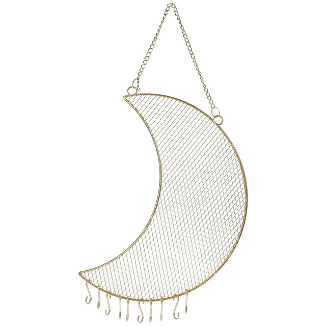 MasteelfCA Moon Wall Hanging Jewelry Organizer Dangling Earrings Necklace Display Holder