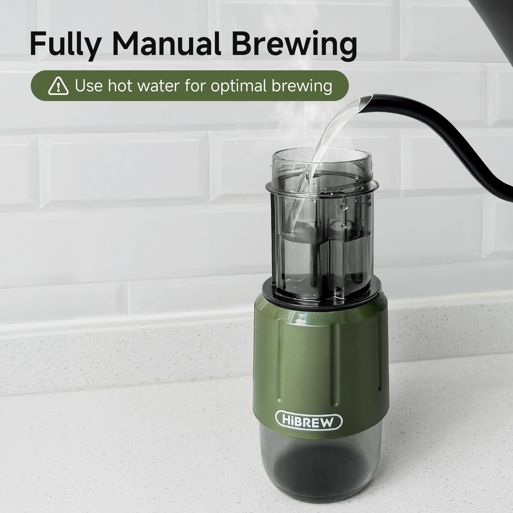 HiBREW H4D Manual Espresso Maker, Portable Hand-Pump Coffee Machine with Cup, Compatible with Ground Coffee & Nes Pods