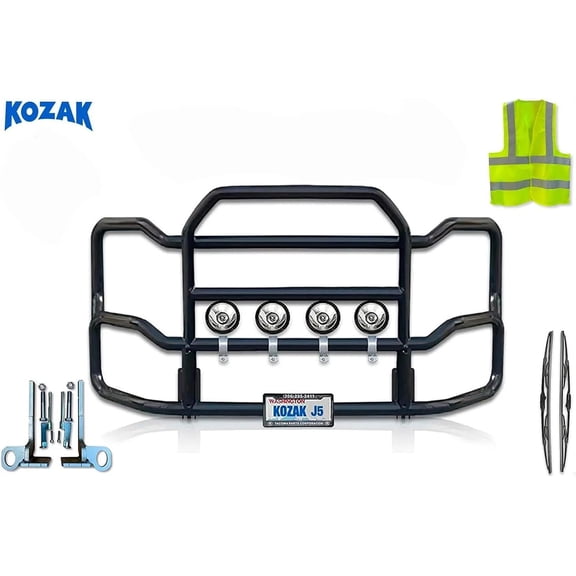 Compatible with T680 2022 No Fog Grille Deer Moose Bumper Guard - Black (Kozak)