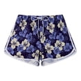 thumbnail image 1 of Women’s Board Shorts Beach Shorts for Surfing Quick Dry Print Swim Shorts with Pockets Blue Background White Flower Size XL, 1 of 2