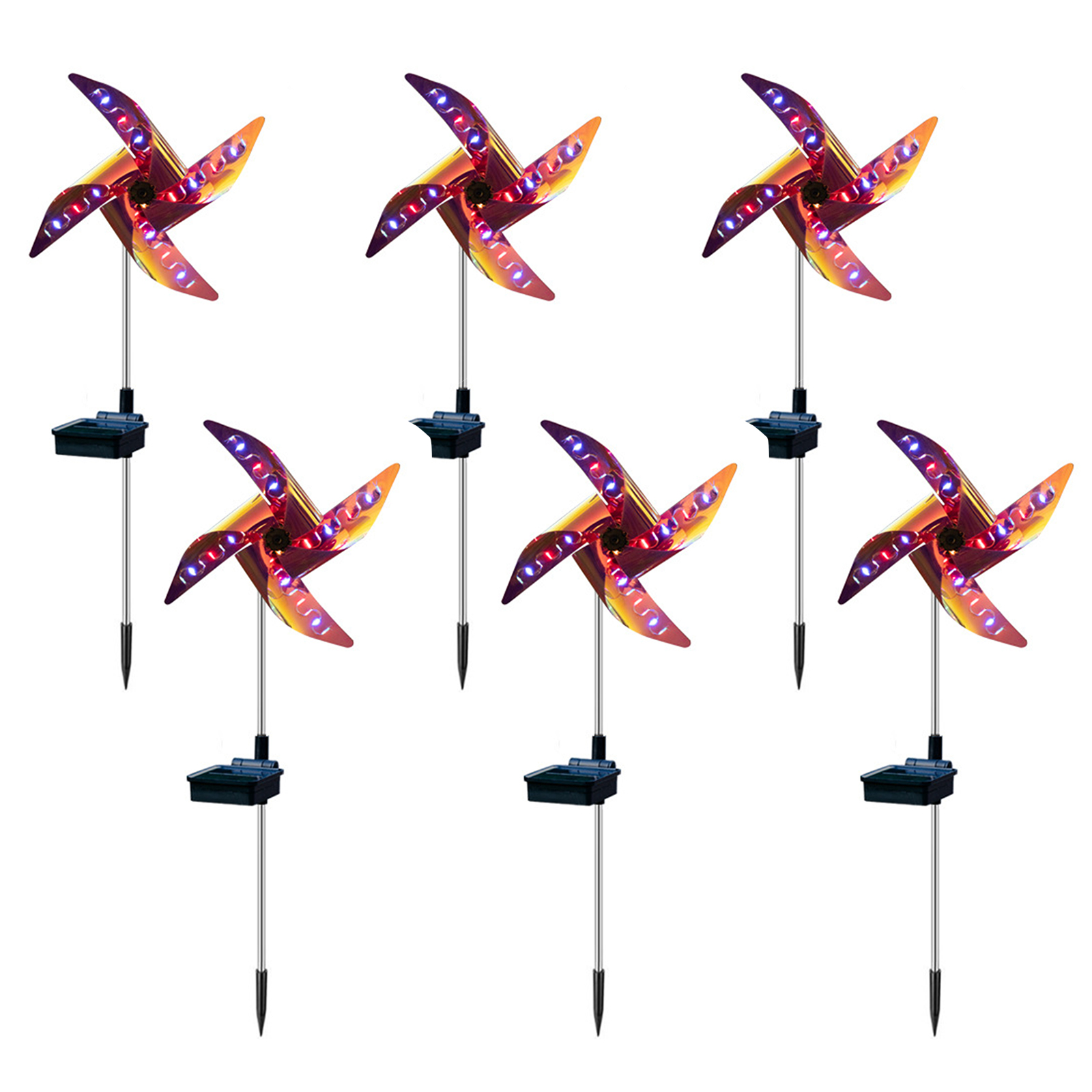 Solarera 6 Pcs Wind Spinner Lights, Solar Windmill Decor with Colorful