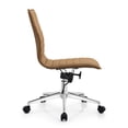 thumbnail image 6 of 2xhome Set of 2 Mid Back Height Modern Home Office Chair, Ribbed PU Leather Seat with Swivel Tilt Adjustable Ergonomic Computer Desk Chair, Tan, 6 of 14