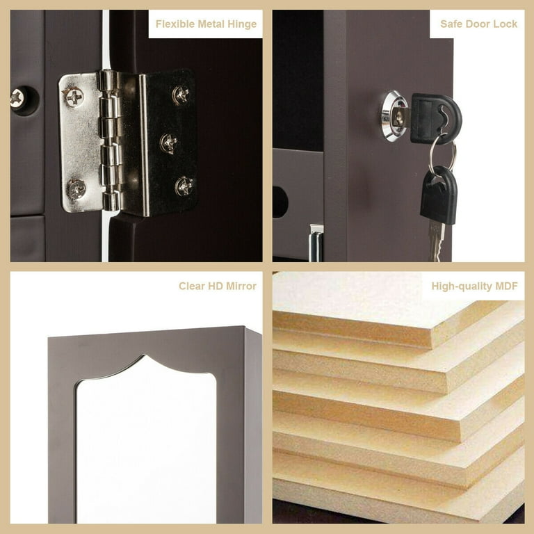 Giantex Large Jewelry Cabinet: Wall/Door Mounted, Lockable Giantex Large Jewelry Cabinet: Wall/Door Mounted, Lockable