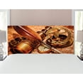 thumbnail image 1 of Antique Headboard, Compass Goose Quill Pen Spyglass and a Pocket Watch Lying on an Old Map Print, Upholstered Decorative Metal Bed Headboard with Memory Foam, Full Size, Orange Brown, by Ambesonne, 1 of 4