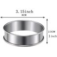 thumbnail image 4 of JOYWEIBaking Rings 6pcs English Muffins Rings,3.15inch Stainless Steel Crumpet Rings Molds,Double Rolled Tart Rings Mousse Ring Cake Mold for Home Food Baking Tools, 4 of 6