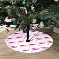 thumbnail image 2 of FMSHPON WhitePink Flamingo Xmas Christmas Tree Skirt Stand Mat for Holiday Party Decoration Indoor Outdoor 36 inches, 2 of 3