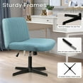 PUKAMI Armless Office Desk Chair No Wheels,Fabric Padded Modern Swivel,Height Adjustable Wide