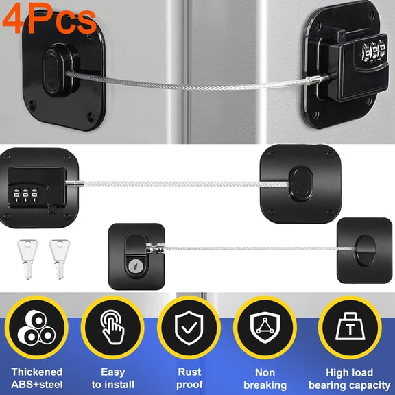  4Pack Refrigerator Lock, Refrigerator Door Locks with Keys, Child Locks For Cabinets And Drawers,Easy Install,Upgraded Fridge Locks for Kids