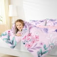 thumbnail image 4 of Homewish Cartoon Dreamy Buutefly Full Size Comforter Sets, Pink Purple Blossoms Floral Bedding Comforter Set, Teens Kids Girls Reversible Bedding Sets, Breathable Home Decor, 3pcs, 4 of 8