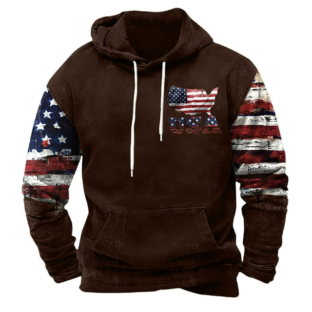 Birdeem Men Comfortable Hoodie Heart Pattern Printed Hooded Pocket Drawstring Sweatshirt