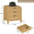 thumbnail image 6 of Wood Nightstand with 3 Storage Drawer, 21" Wide Night Stand with Curved Profile Design, Bedside End Table for Bedroom, Living Room, Closet (1, Natural Oak, 3 Drawer), 6 of 9