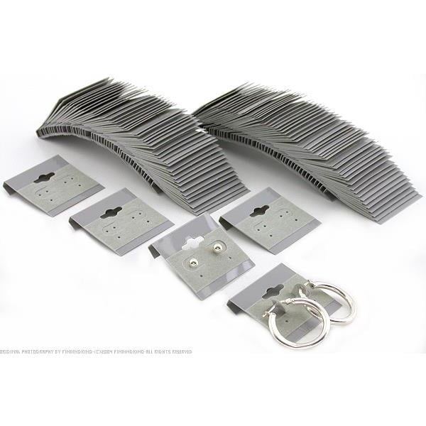10 Grey 2" Earring Display Cards w/Hanging Tab & Velveteen for 3 Pairs With Text 