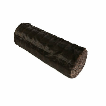 Quality Home Closeout Faux Fur Bolster Pillow Leo Brown 9 X