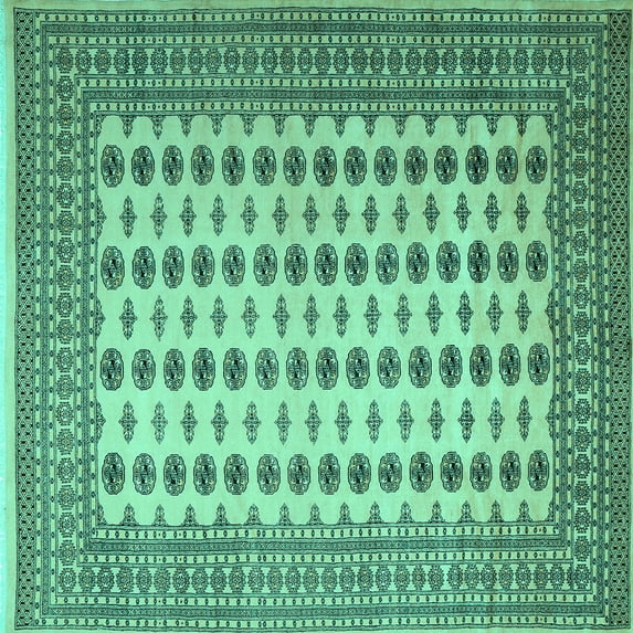Ahgly Company Indoor Square Persian Turquoise Blue Traditional Area Rugs, 3' Square