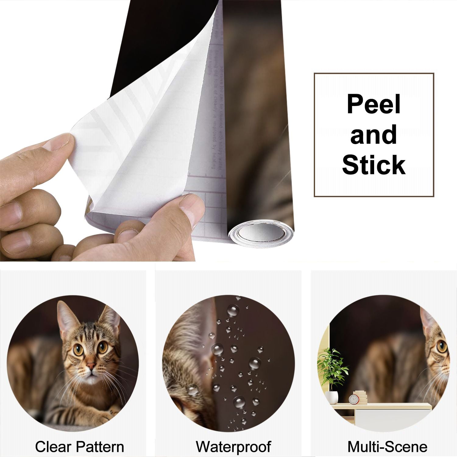 Peel and Stick Wallpaper Tabby Cat Animal Kitten Kitten Poster Cat Whiskers Expressive Eyes Modern Art Wall Mural Decor Self Adhesive and Removable 69in x 98in