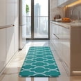 thumbnail image 4 of Teal Geometric Quatrefoil Pattern Kitchen Rug Mat,Kitchen Runner Rugs Non Skid Washable,Decorative Kitchen Floor Mats for Kitchen,Sink,Laundry,17"x47.2", 4 of 7