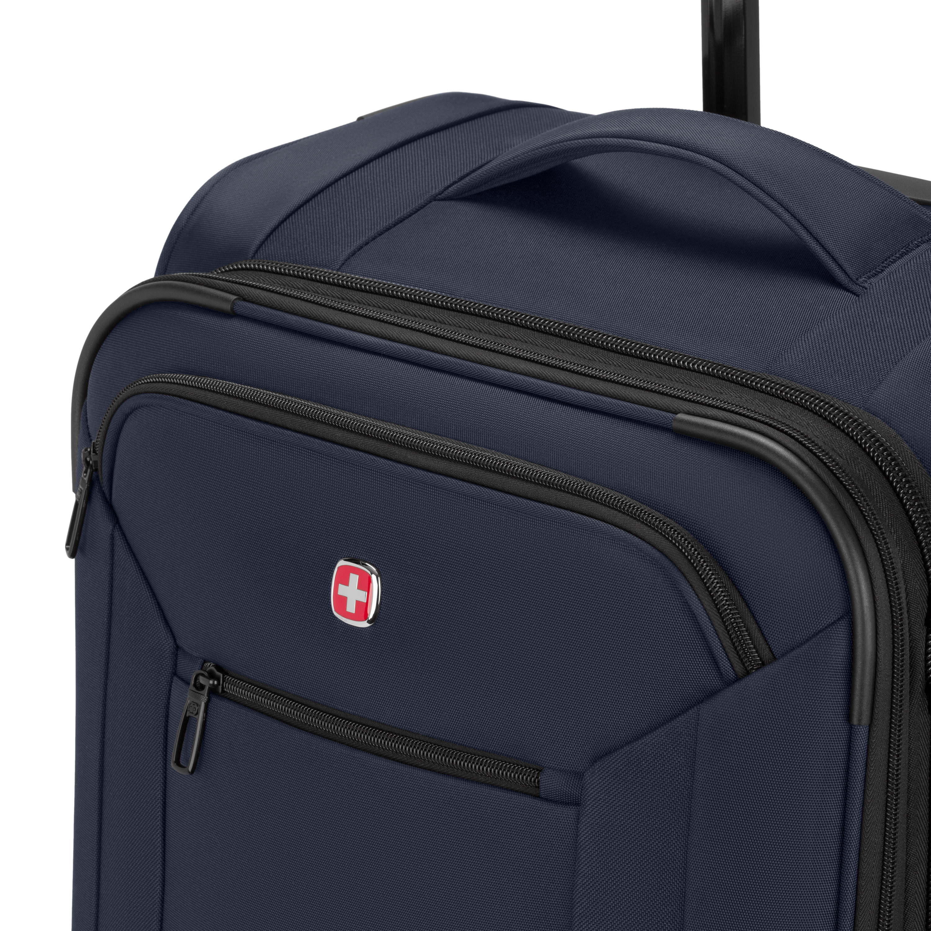 SWISSGEAR Stride Expandable Medium Checked Spinner Luggage, Peacoat Blue, 8 Wheels & Built-in TSA Lock