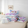 thumbnail image 4 of 7 Piece Rainbow Unicorn Bed in a Bag Queen Size Cute Cartoon Unicorn Bedding Sets Blue Purple Gradient Comforter Set with Sheets Colorful Butterfly Print Bed Set Kawaii Unicorn Decor Sheets, 4 of 5