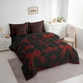 thumbnail image 3 of jejeloiu Cute Cartoon Bowknot 7pcs Bedding Comforter Set,Kawaii Bowtie Queen Bedding Sets,Red Black Queen Sheet Sets For Girls Kids,Breathable Home Decor Reversible, 3 of 8