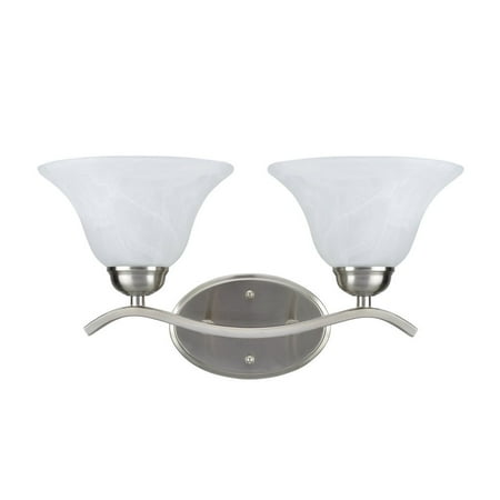 Satin Nickel Shade (Aspen Creative 62072-2, Two-Light Metal Bathroom Vanity Wall Light Fixture, 8 3/4