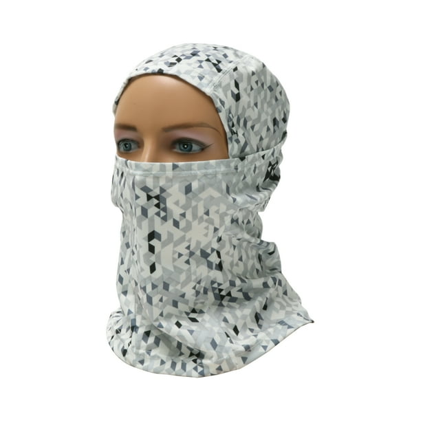 Máscara Facial Completa de Poliéster Cuadrícula A Prueba de Viento, de Secado Rápido Gris Blanco 1 Pcs