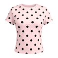 thumbnail image 5 of Trendfront Womens Polka Dot T Shirt Crewneck Short Sleeve Slim Fit Cropped Casual Tee Summer Going Out Everyday Fashion Tops, 5 of 5