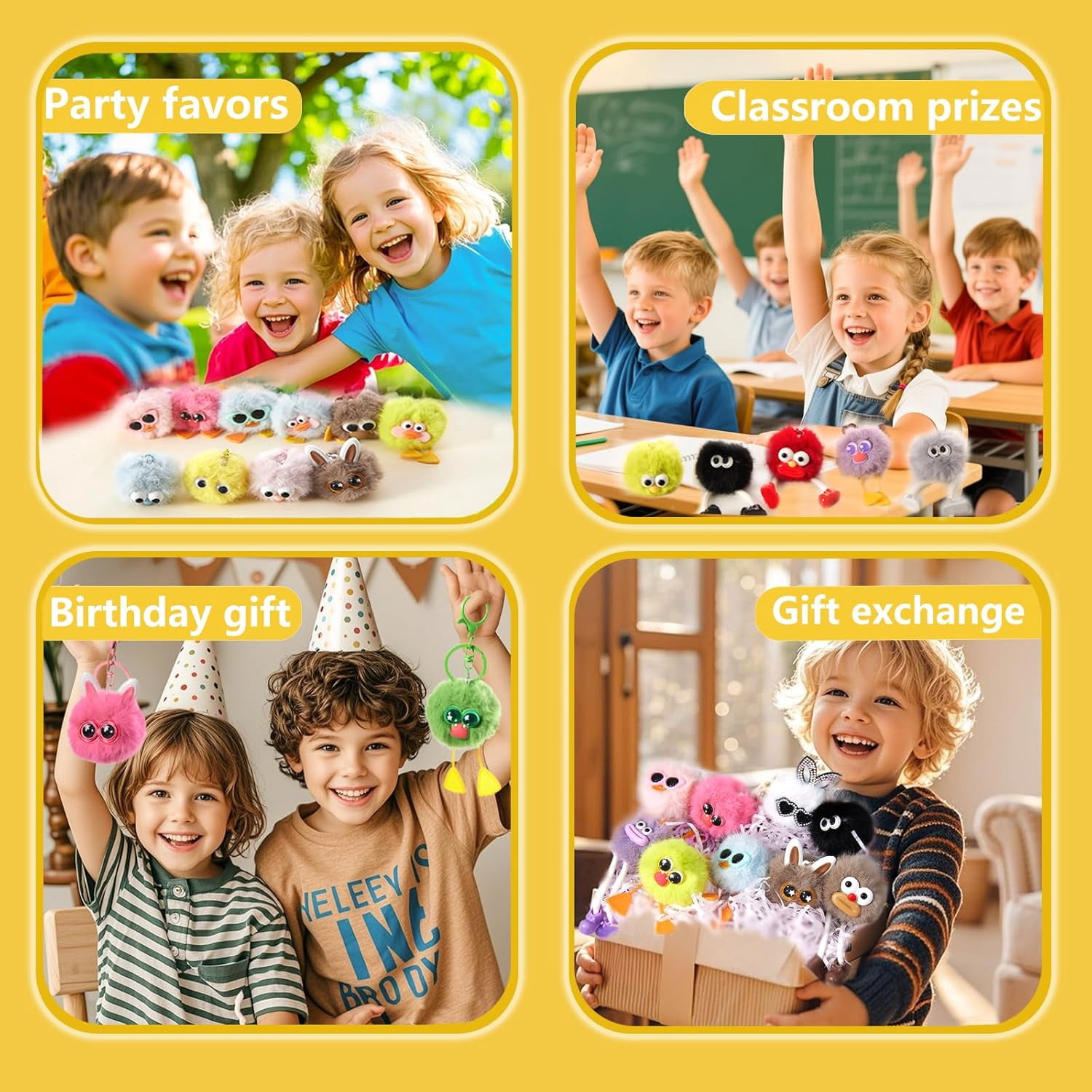 18PCS Party Favors Kids Keychains - Fun Keychain Cute Birthday Goodie Bags Stuffers for Kid Keychain Valentines Day Gifts for Kids Classroom Prizes Key Chains Bulk Elementary Student Prizes