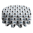 thumbnail image 4 of White Bigfoot and Pine Tree Pattern Round Tablecloth 60"x60",Wrinkle Wipeable Table Cloth for Kitchen Dining Room Picnic Patio Party, 4 of 6