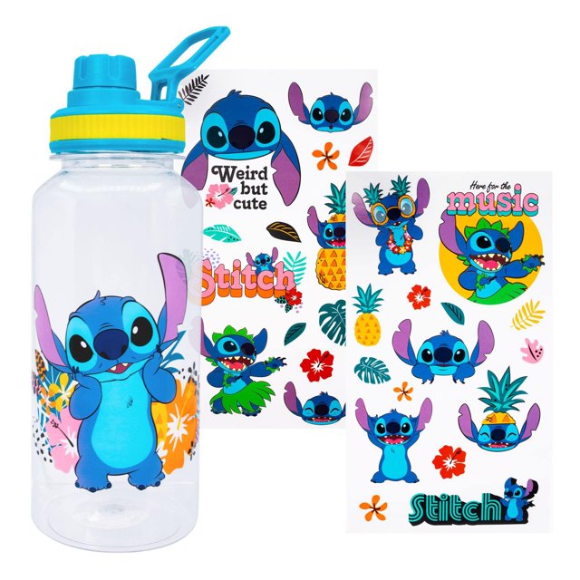 Botella de agua Silver Buffalo Lilo and Stitch de 950 ml con pegatinas