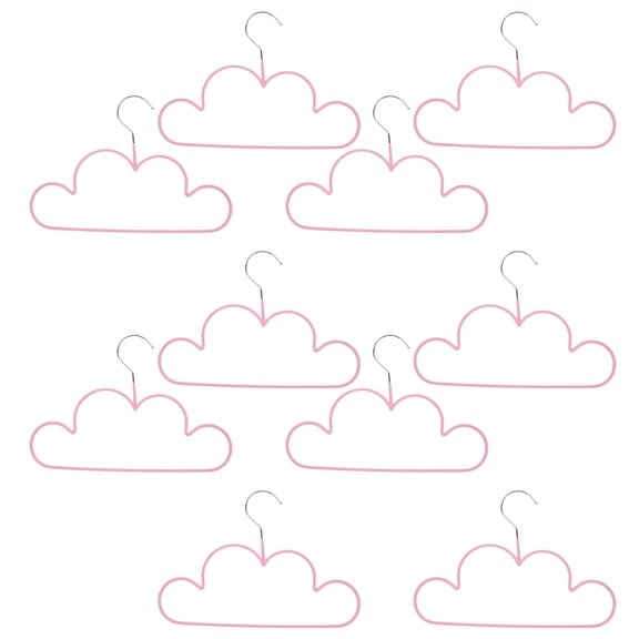 HEATSHAKING 10Pcs Pink Metal Clothes Hangers Cloud Shape Non Slip Design for Laundry and Garments