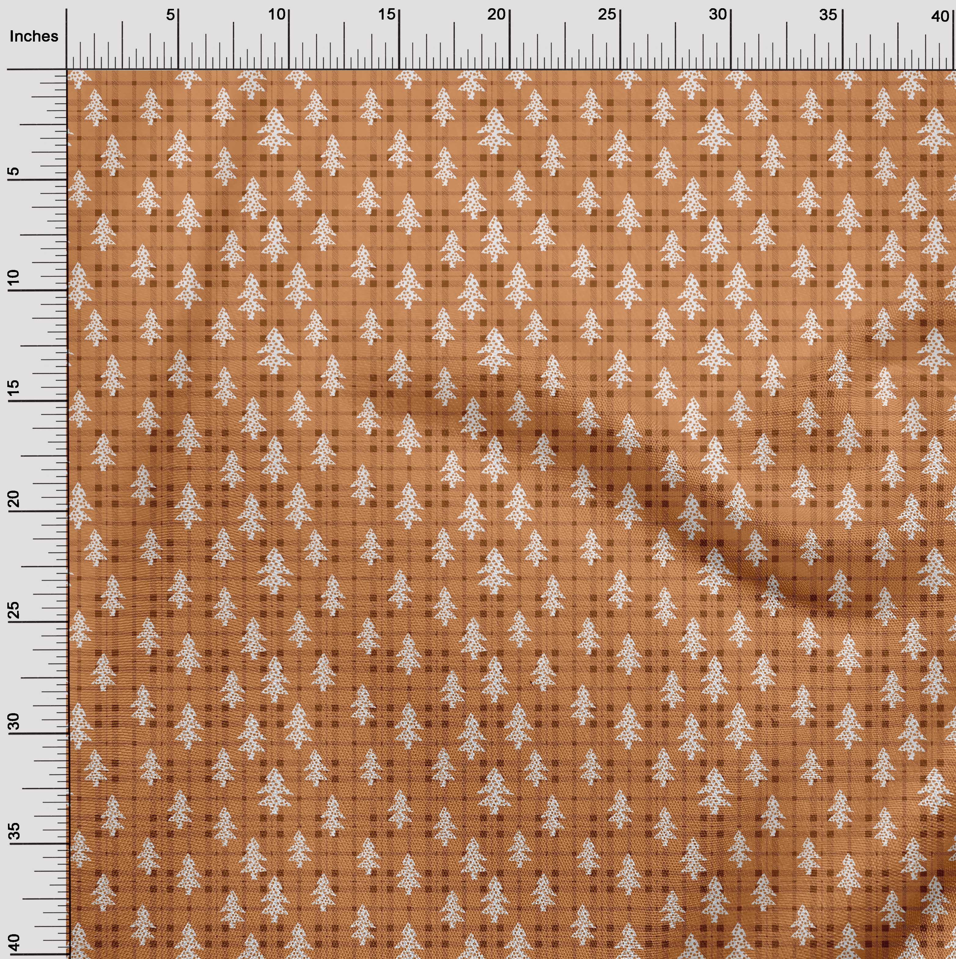 oneOone Polyester Spandex Orange Fabric Christmas Tree Sewing Material Print Fabric By The Yard 56 Inch Wide