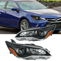Nilight Headlight Assembly Compatible with 2015 2016 2017 LE SE XLE Toyota Camry Headlamps Replacement Black Housing Amber Reflector Clear Lens Driver and Passenger Side