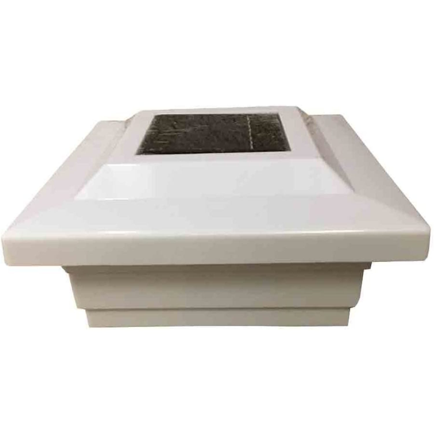 Solar Post Cap 5x5 PVC/Vinyl Low Profile 4 SMD LED Off White Solar