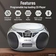 thumbnail image 2 of Craig CD6925 Boombox estéreo portátil de carga superior con radio estéreo AM/FM, Bluetooth inalámbrico y puerto AUX (plateado, Bluetooth), 2 of 5