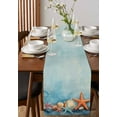 thumbnail image 4 of ERUNPONLY Coastal Starfish Table Runner - 60 Inch Long Retro Blue Ocean Shell Watercolor Cotton and Linen Blended Dress Scarves Farmhouse Table Runner for Kitchen Dining, Coffee Table, 13" x 60", 4 of 8